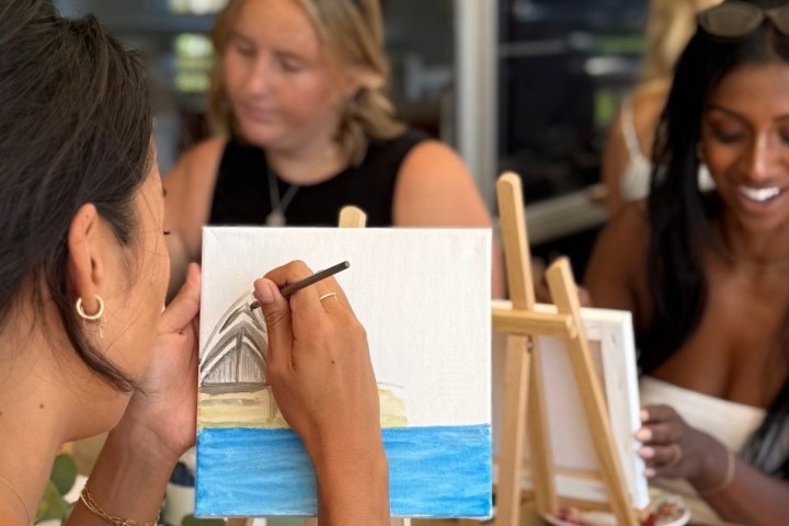 a woman sitting at a table